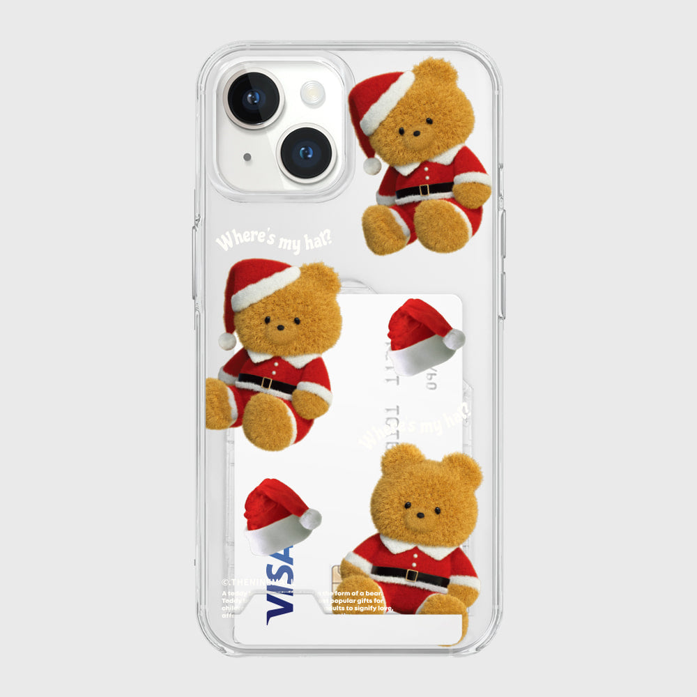 Pattern Santa Hat Gummy Phone Case (Clear/Tank Clear/Clear Card Storage)