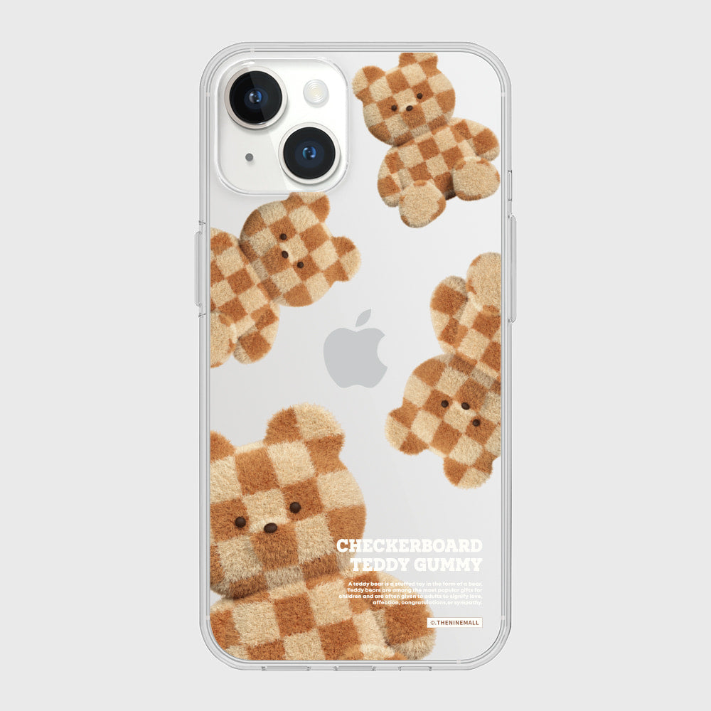 Pattern Checkerboard Teddy Phone Case (Clear/Tank Clear/Clear Card Storage)