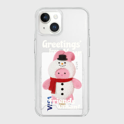 Greetings Windy Snowman Phone Case (Clear/Tank Clear/Clear Card Storage)