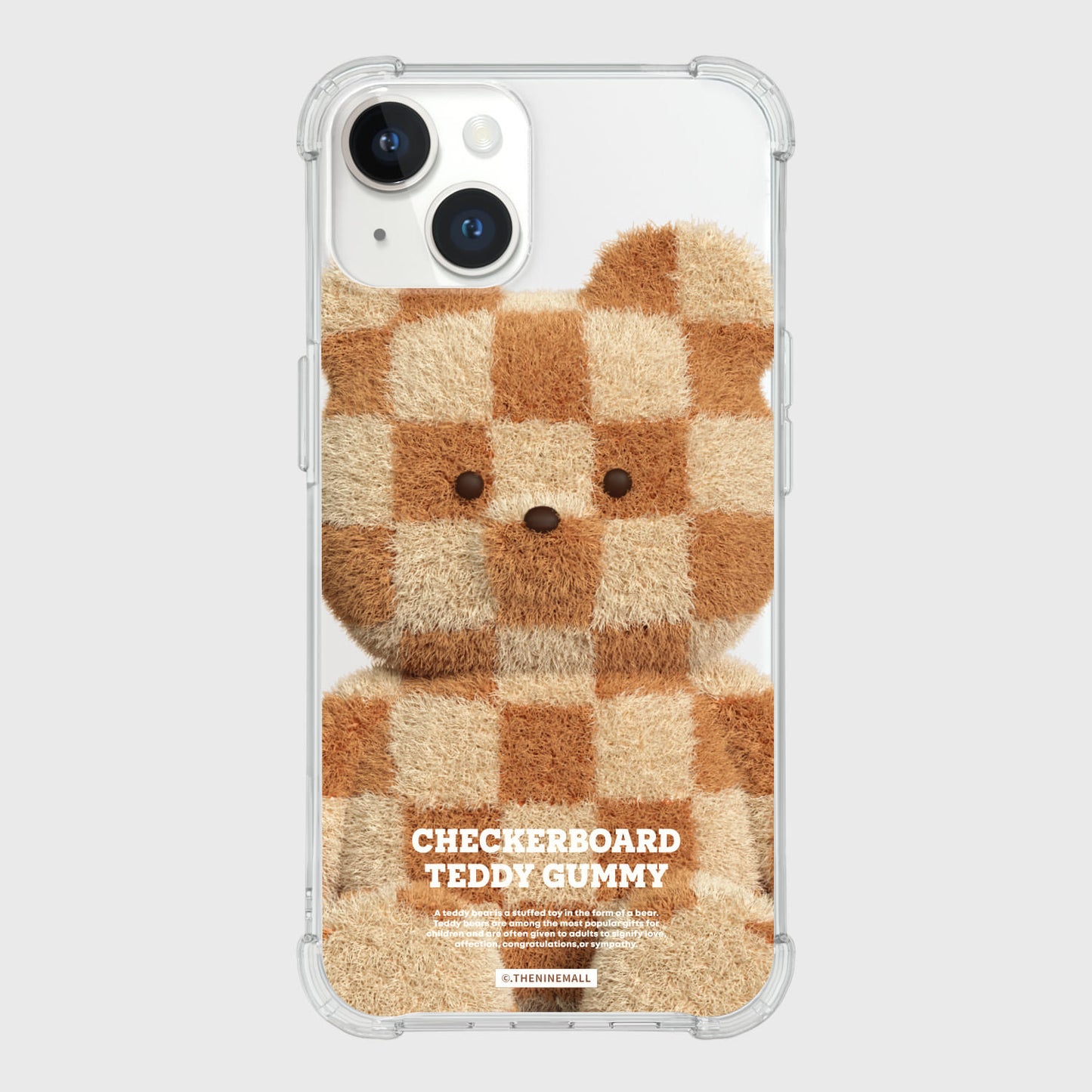 Big Checkerboard Teddy Phone Case (Clear/Tank Clear/Clear Card Storage)