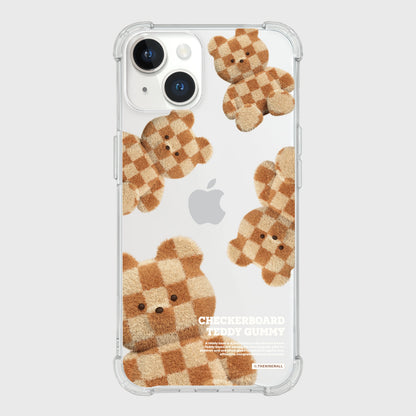 Pattern Checkerboard Teddy Phone Case (Clear/Tank Clear/Clear Card Storage)