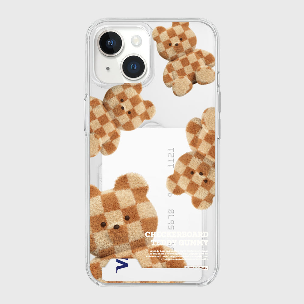 Pattern Checkerboard Teddy Phone Case (Clear/Tank Clear/Clear Card Storage)