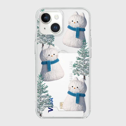 Pattern Hey Cat Snowman Phone Case (Clear/Tank Clear/Clear Card Storage)