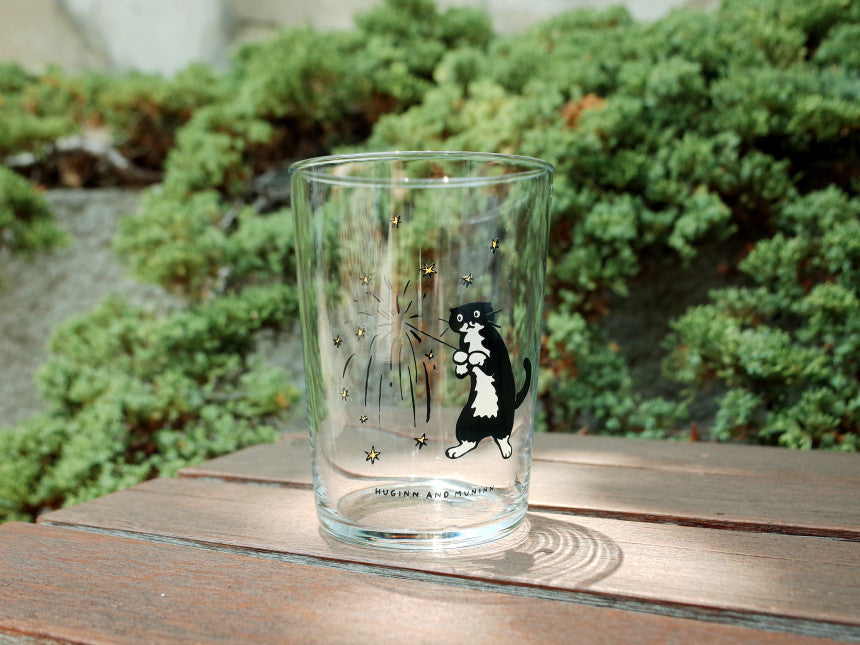 Huginn and Muninn [on the table] summer night glass