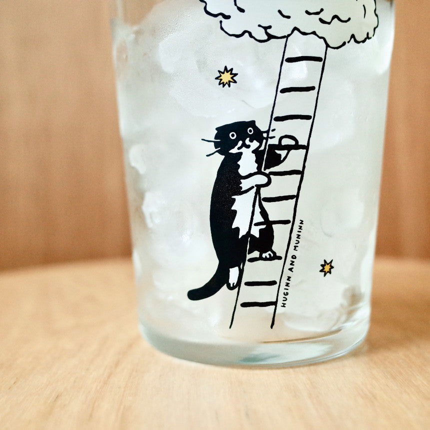 Huginn and Muninn [on the table] cloud ladder glass