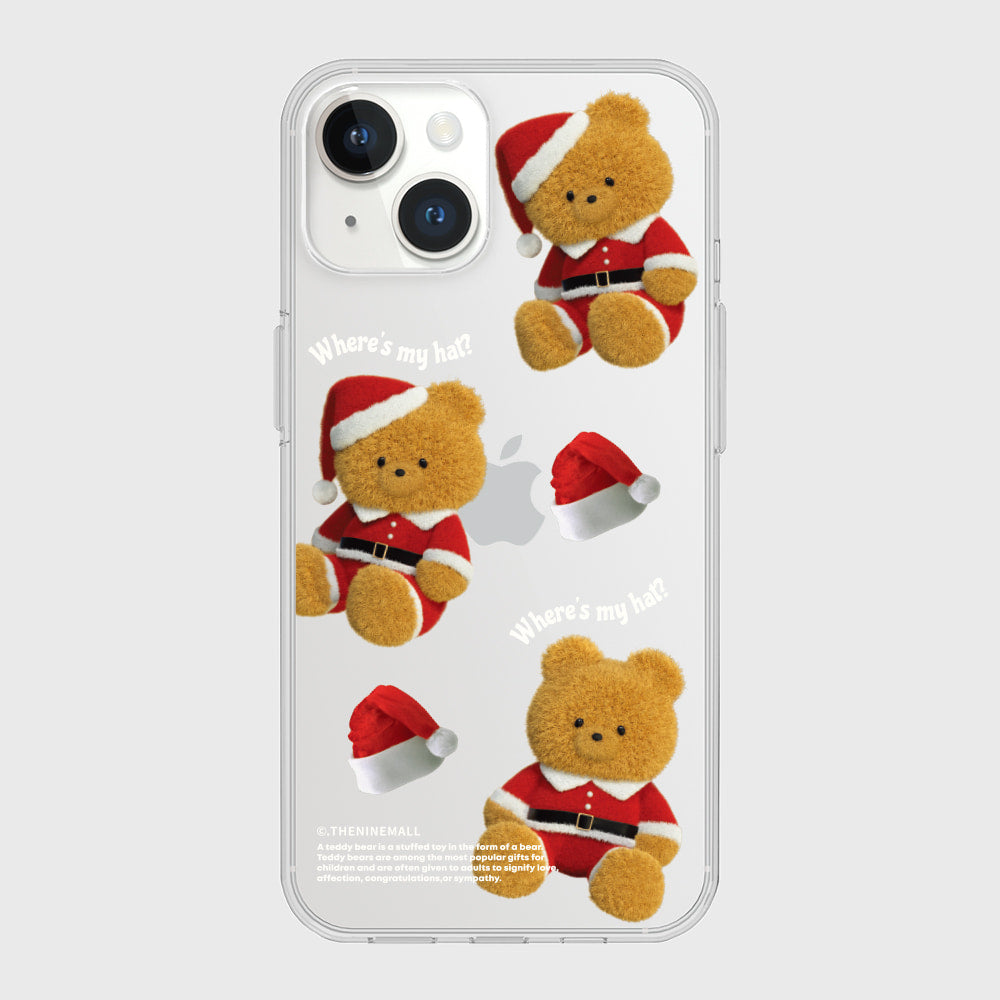 Pattern Santa Hat Gummy Phone Case (Clear/Tank Clear/Clear Card Storage)