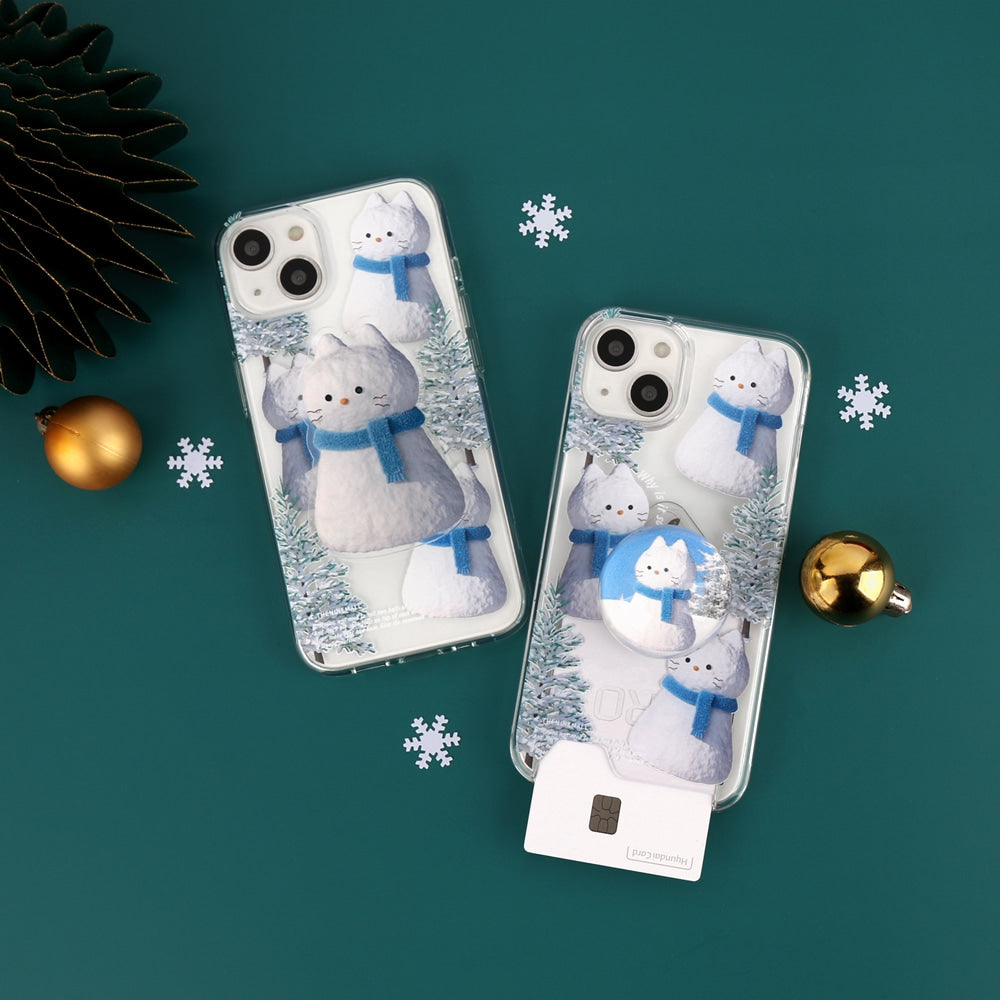 Pattern Hey Cat Snowman Phone Case (Clear/Tank Clear/Clear Card Storage)