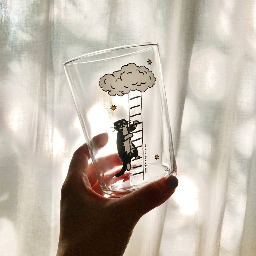 Huginn and Muninn [on the table] cloud ladder glass