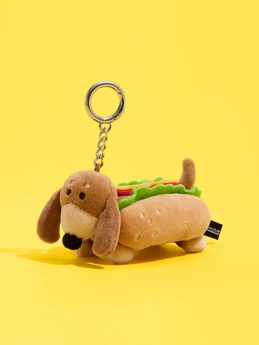 Joguman [You are what you eat] Woody Hot Dog Plush Keyring