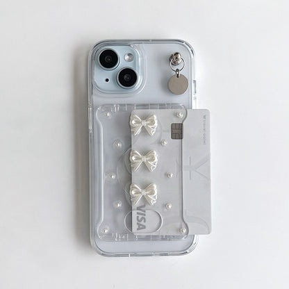 Peakdrawing Mini lovely ribbon card slot jelly hard case set