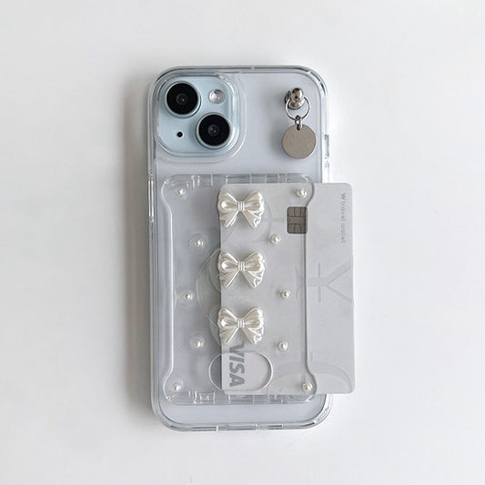 Peakdrawing Mini lovely ribbon card slot jelly hard case set