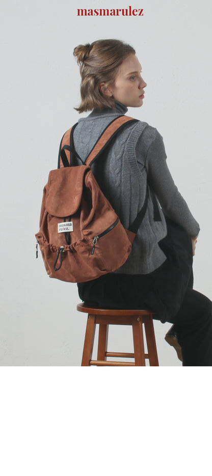 Masmarulez Mini ver. Suede flap backpack _ Brown