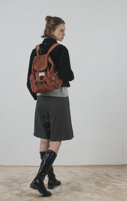 Masmarulez Mini ver. Suede flap backpack _ Brown
