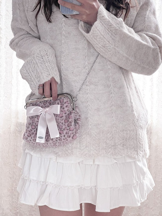 Peakdrawing Medium muted pink leopard frame bag