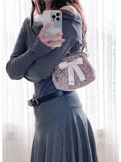 Peakdrawing [M] Muted pink leopard frame bag