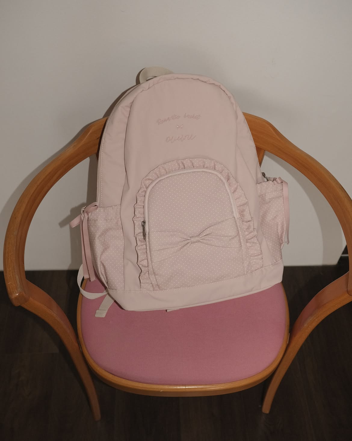 Ovuni Ruffle Ribbon Backpack_Polka dot (3色)