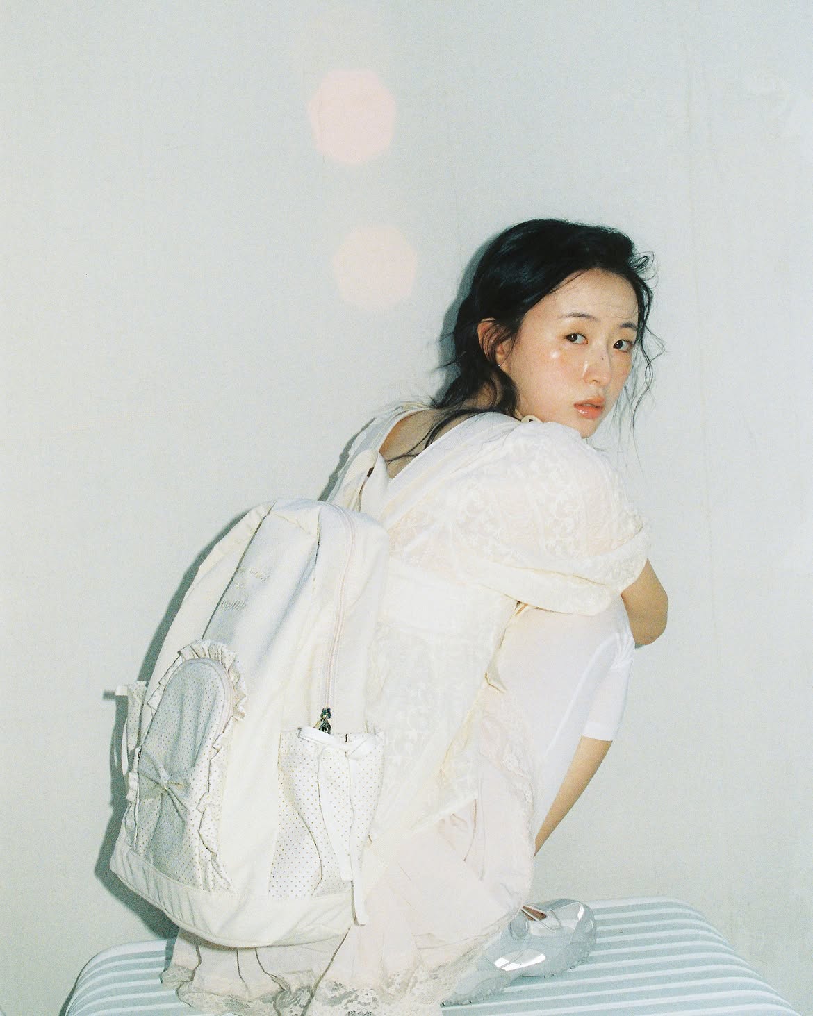 Ovuni Ruffle Ribbon Backpack_Polka dot (3色)