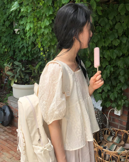 Ovuni Ruffle Ribbon Backpack_Polka dot (3色)