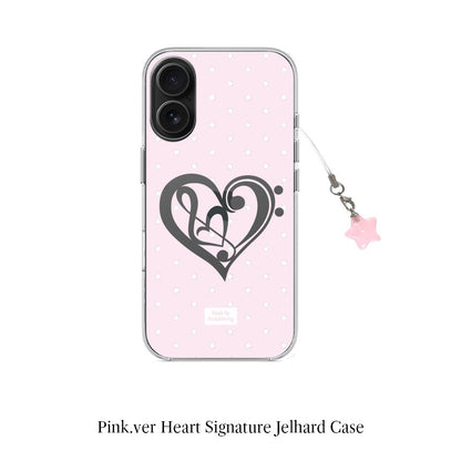 Peakdrawing Pink heart signature jelly hard case
