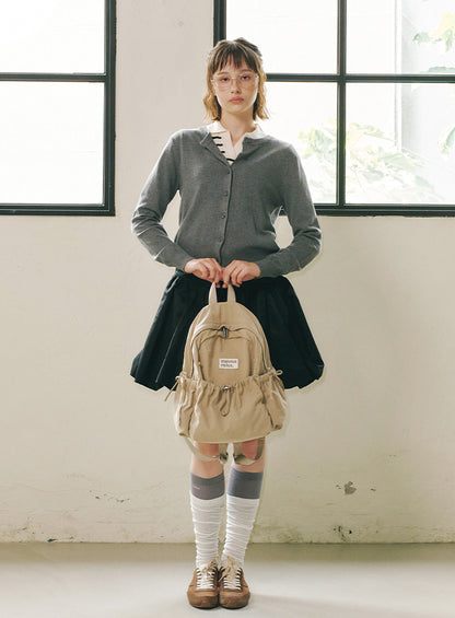 Masmarulez Mini ver. Ribbon Pocket Backpack_Beige