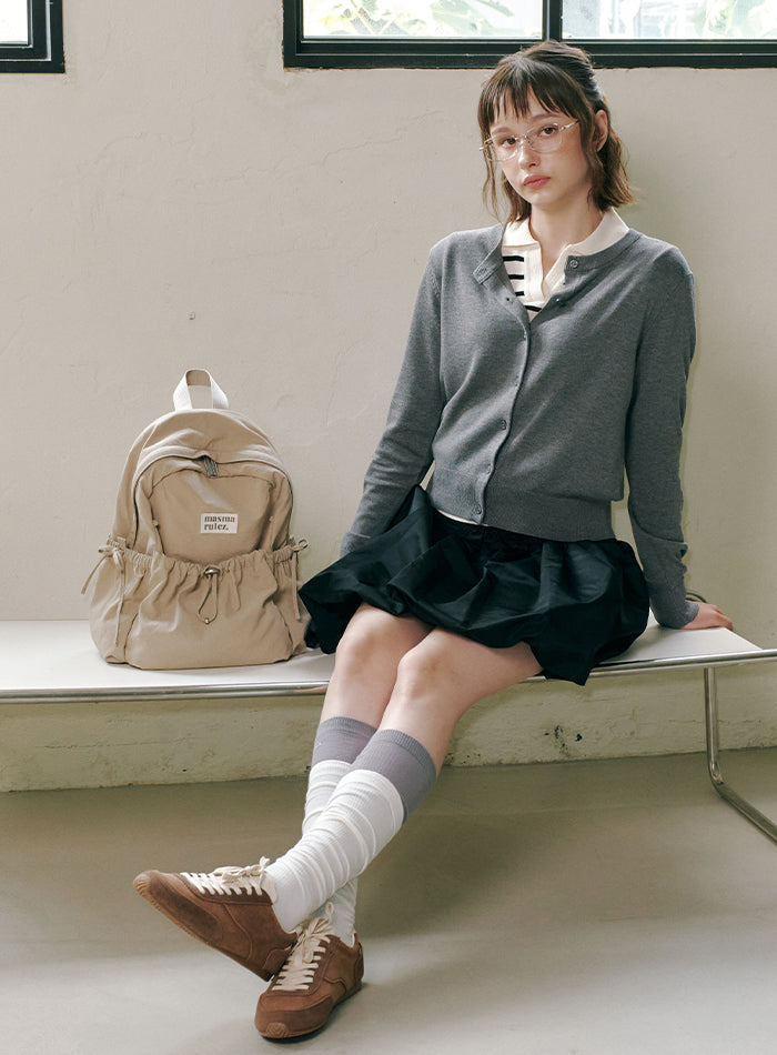 Masmarulez Mini ver. Ribbon Pocket Backpack_Beige