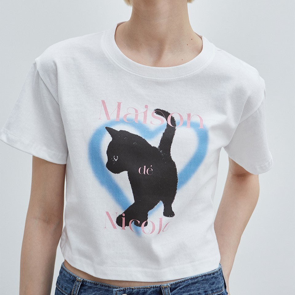 NICOLE MAISON CAT HEART SILKET CROP TOP (3 COLORS)