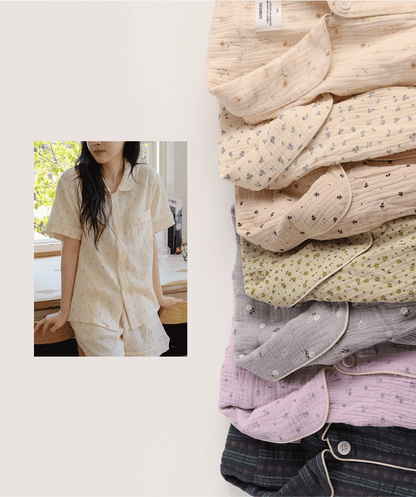 【買2套減$20✨】Juuneedu [Flower 7 Days] Cotton Short Sleeves Pajamas Set (7色) 短袖睡衣套裝