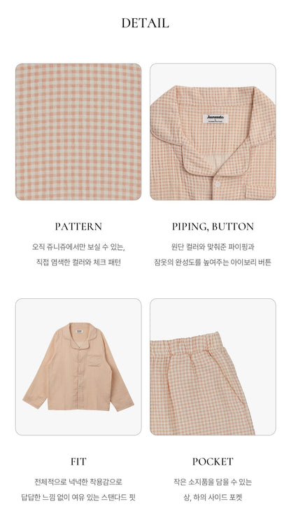 Juuneedu J'eu Daisy Checked Long Sleeves Pajamas Set (3色) 長袖睡衣套裝
