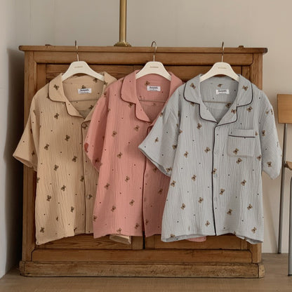Juuneedu Mandy Bear Cotton Short Sleeves Pajamas (3色) 短袖睡衣