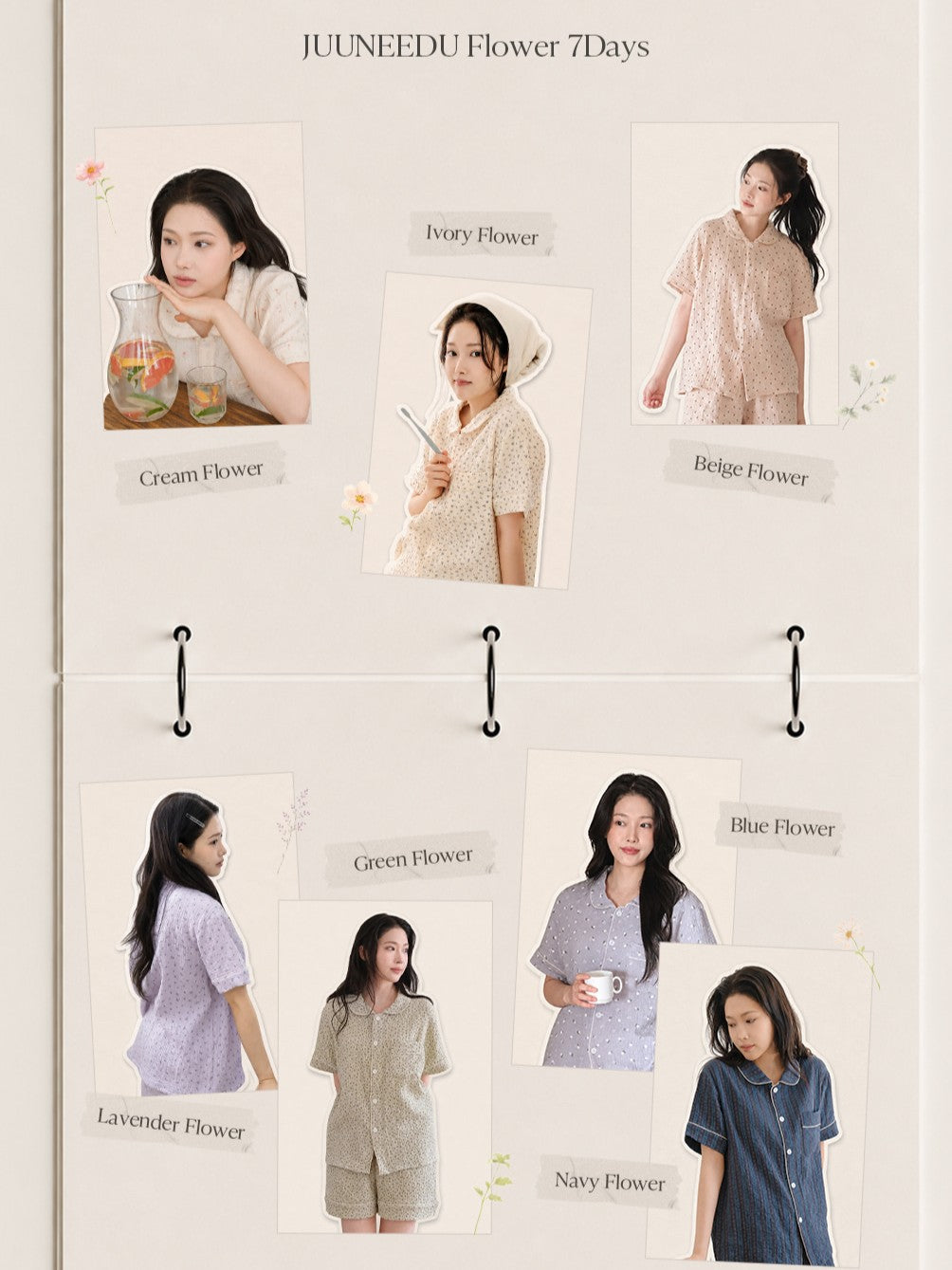 【買2套減$20✨】Juuneedu [Flower 7 Days] Cotton Short Sleeves Pajamas Set (7色) 短袖睡衣套裝