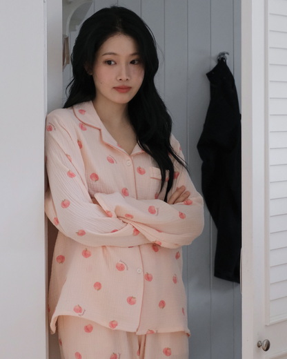 Juuneedu Peach Long Sleeves Pajamas Set 長袖睡衣套裝