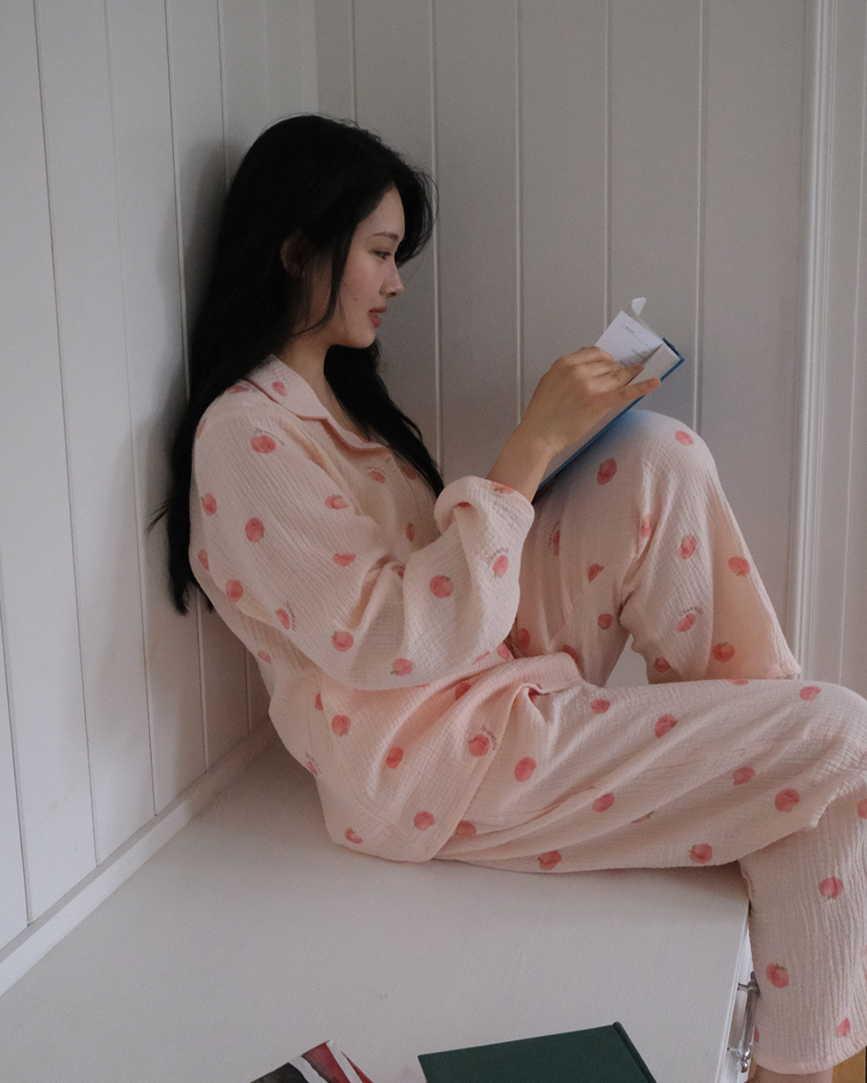 Juuneedu Peach Long Sleeves Pajamas Set 長袖睡衣套裝