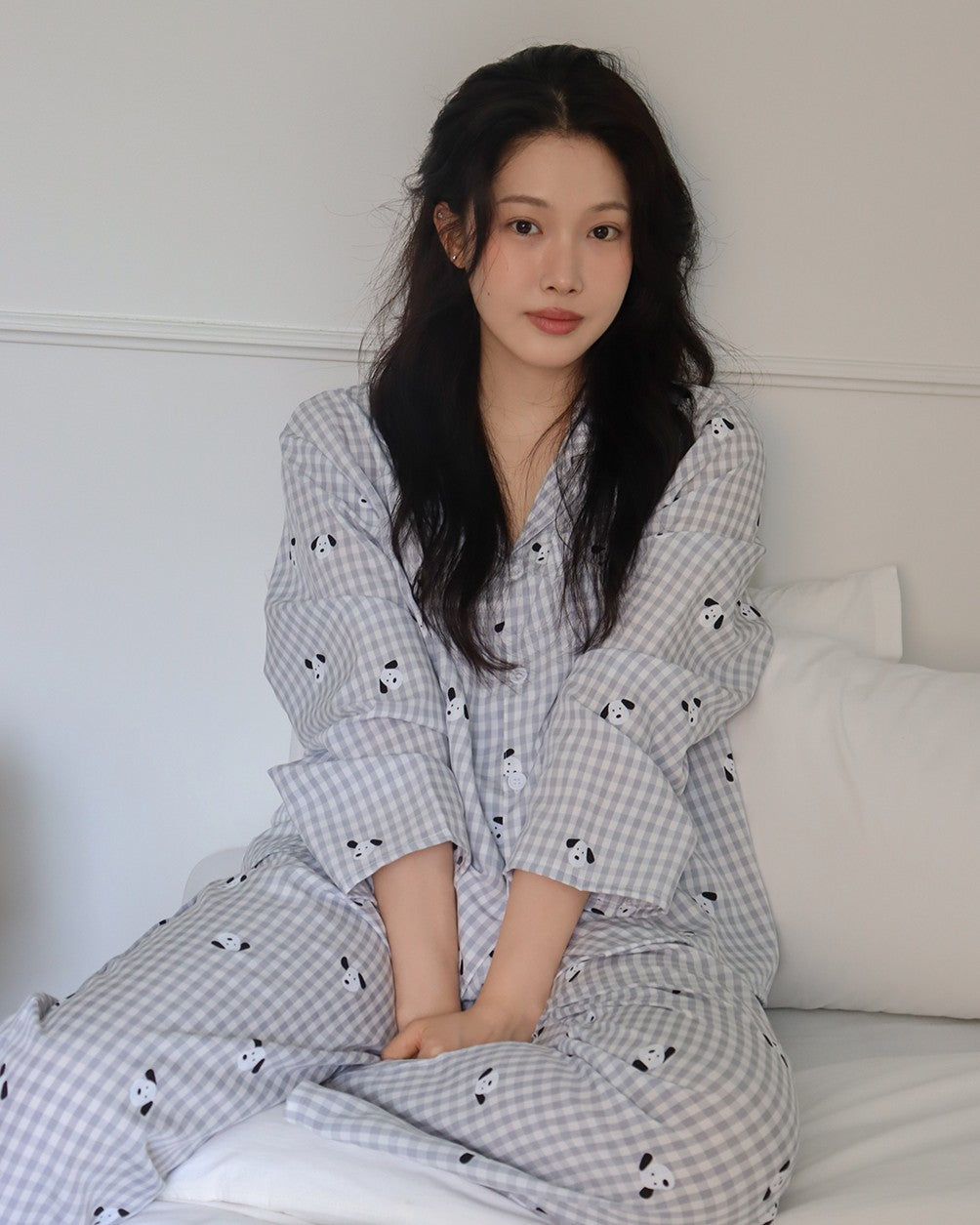 Juuneedu Puppy Gingham Check Long Sleeves Pajamas (3色) 長袖睡衣