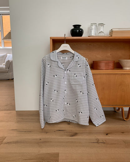 Juuneedu Puppy Gingham Check Long Sleeves Pajamas (3色) 長袖睡衣