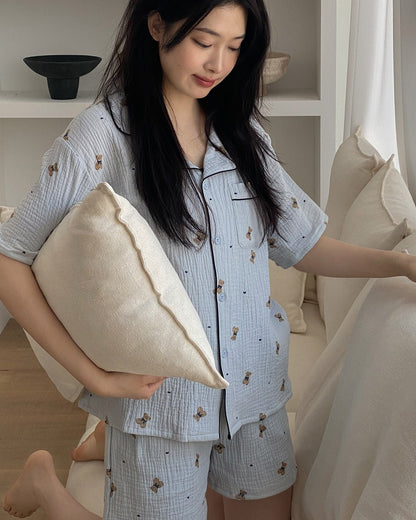 Juuneedu Mandy Bear Cotton Short Sleeves Pajamas (3色) 短袖睡衣