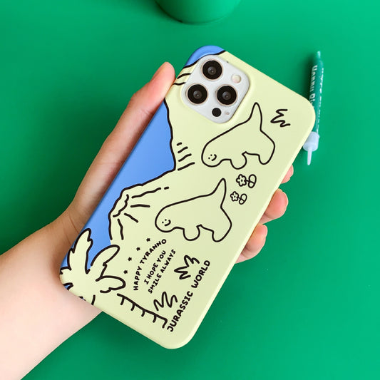 Green Happy Tyranno Phone Case (Hard 普通硬殼)