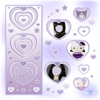 Pearly Button Highteen Heart Frame Sticker (3色)