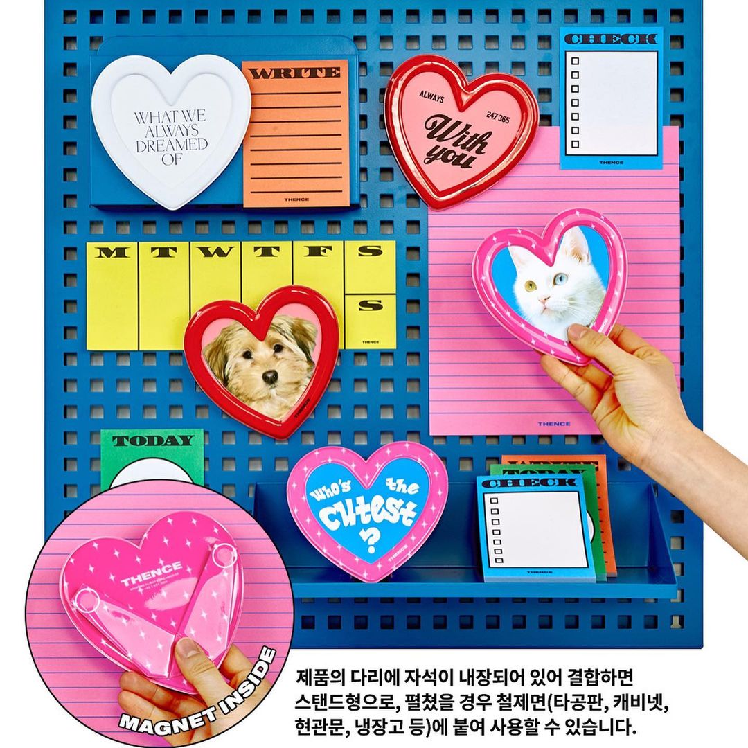 Thence Magnet Stand Photo Frame_Heart_Red