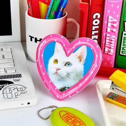 Thence Magnet Stand Photo Frame_Heart_Pink