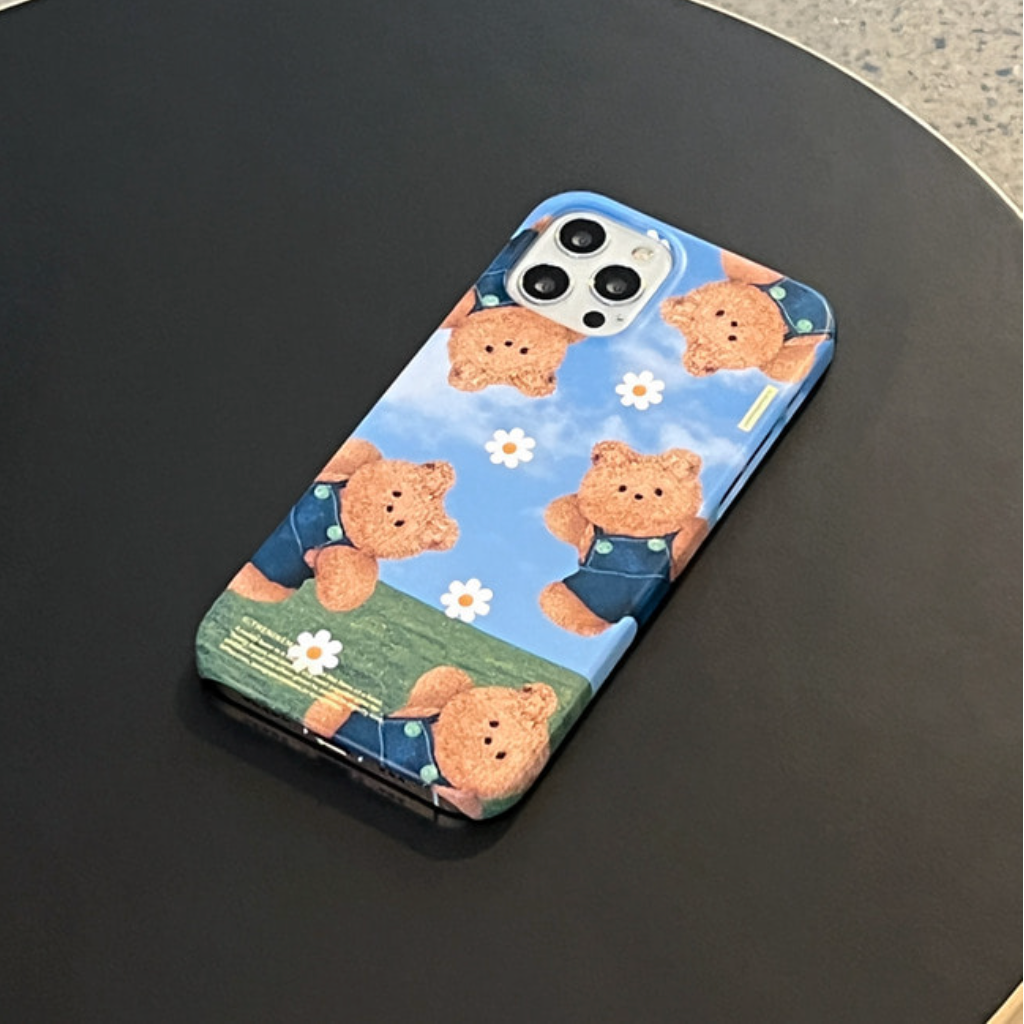 Pattern Blue Sky Teddy Gummy Phone Case (Hard 普通硬殼)