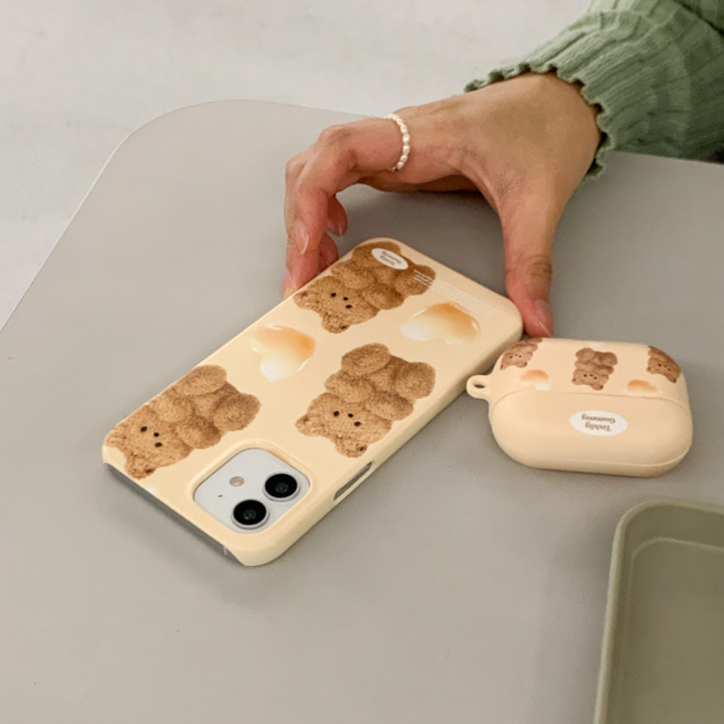 Beige Heart Teddy Gummy Phone Case (Hard 普通硬殼)