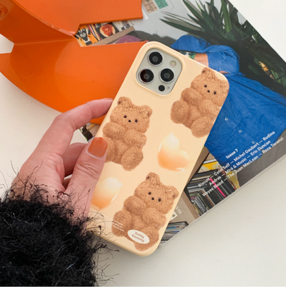 Beige Heart Teddy Gummy Phone Case (Hard 普通硬殼)