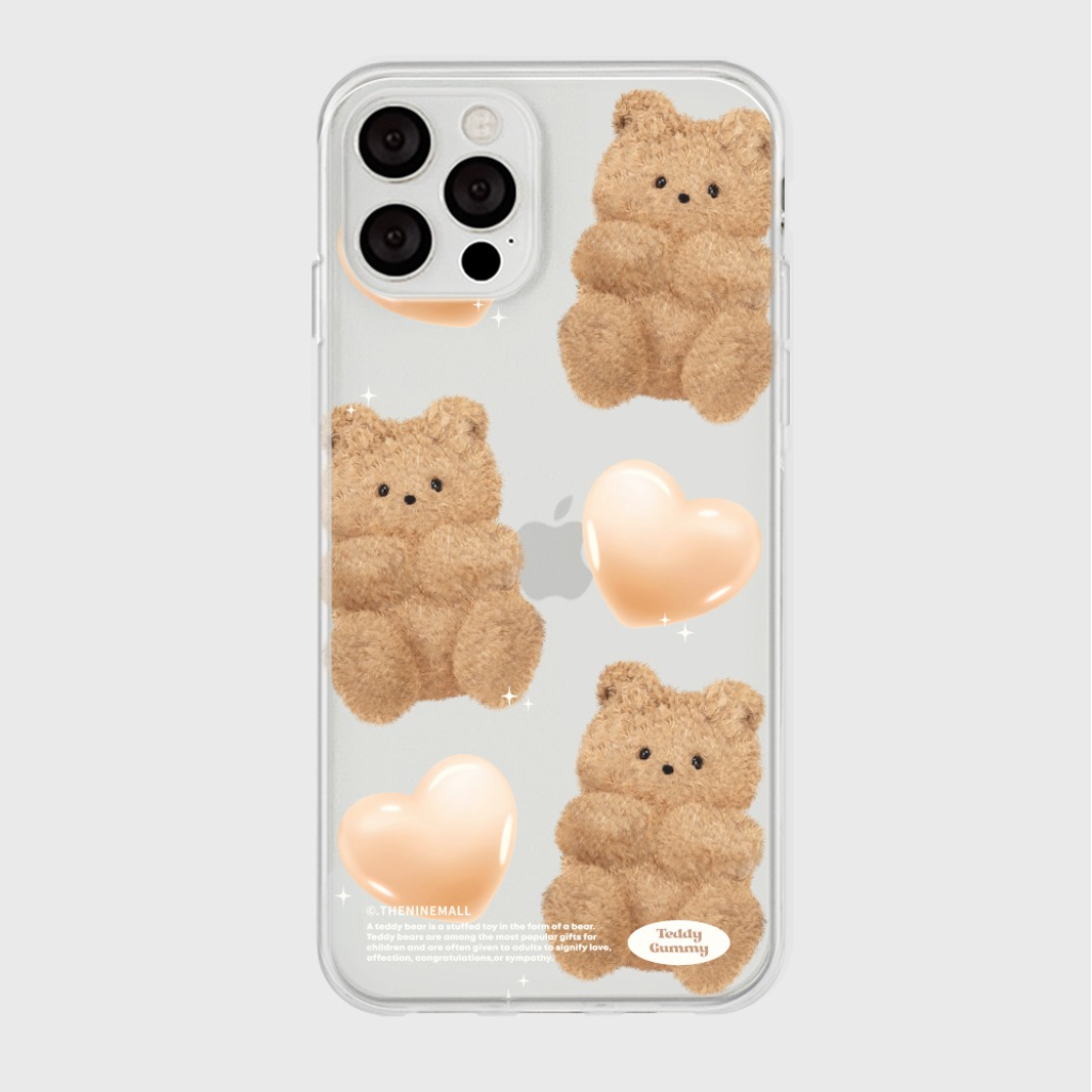 Beige Heart Teddy Gummy Phone Case (Clear/Tank Clear 透明/透明Tank款)