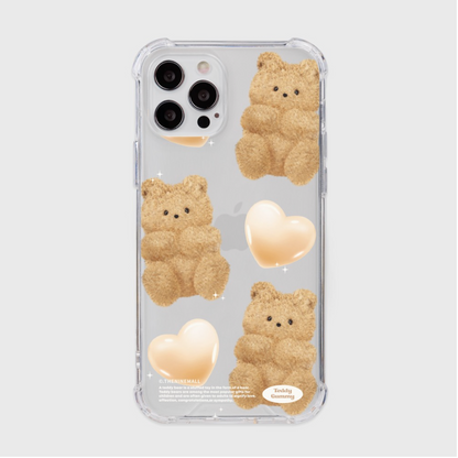 Beige Heart Teddy Gummy Phone Case (Clear/Tank Clear 透明/透明Tank款)