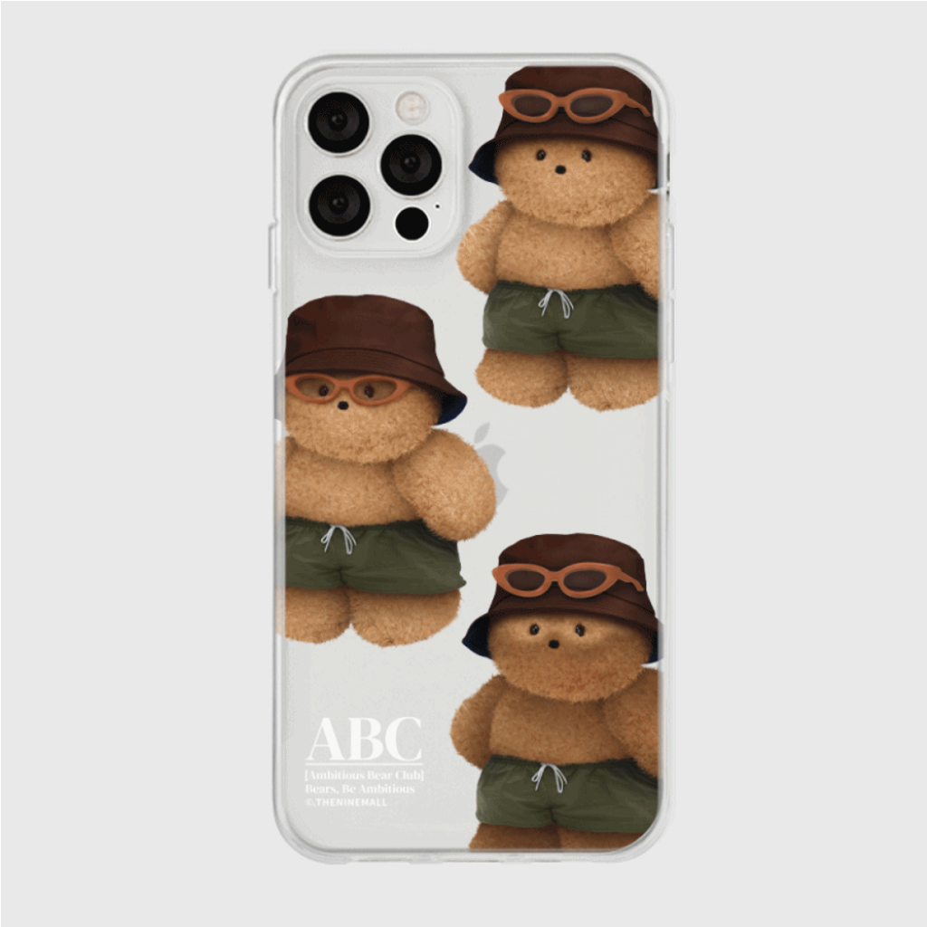 Pattern Tanning Teddy Phone Case (Clear/Tank Clear 透明/透明Tank款)