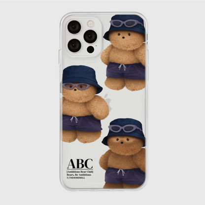 Pattern Tanning Teddy Phone Case (Clear/Tank Clear 透明/透明Tank款)