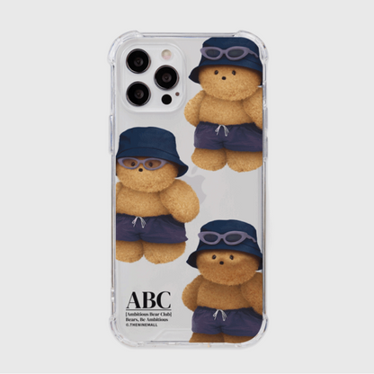 Pattern Tanning Teddy Phone Case (Clear/Tank Clear 透明/透明Tank款)