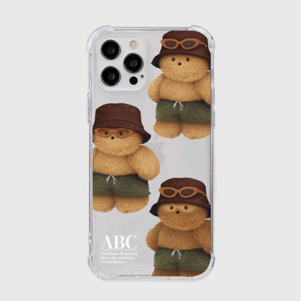 Pattern Tanning Teddy Phone Case (Clear/Tank Clear 透明/透明Tank款)