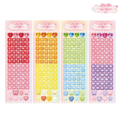 Pearly Button Epoxy Alphabet Sticker (4色)