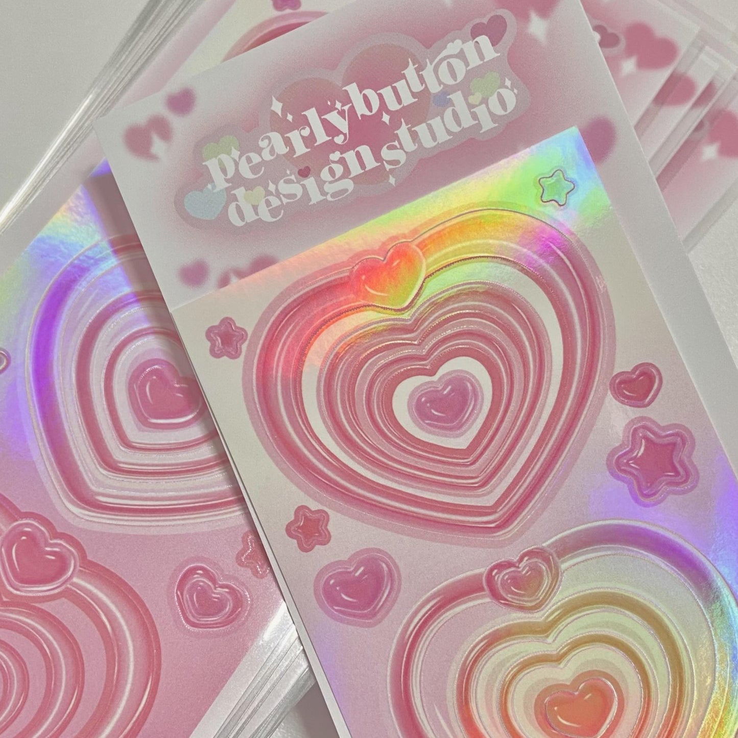 Pearly Button Highteen Heart Frame Sticker (3色)